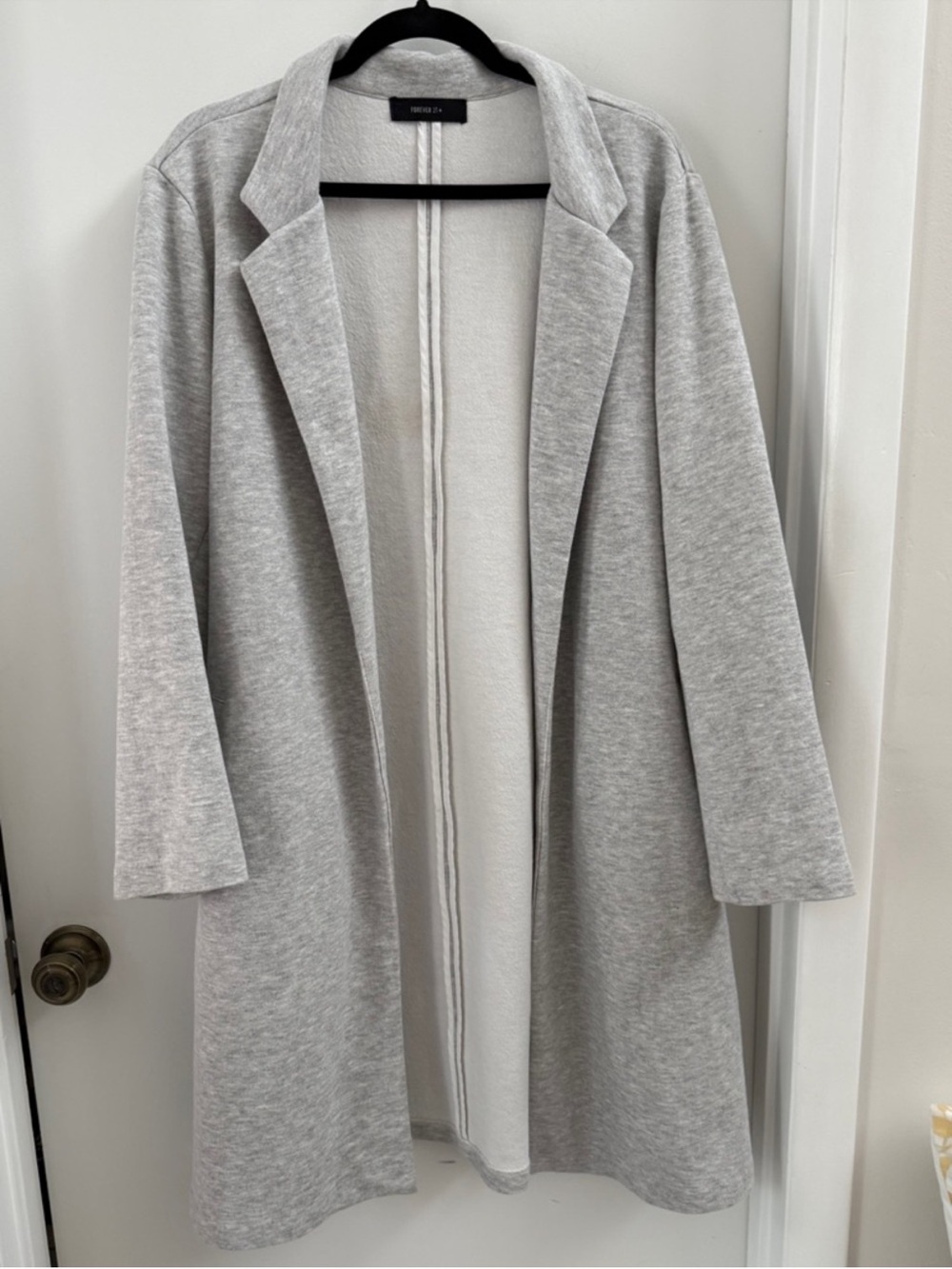 Forever 21 Plus Size Light Gray Open-Front Duster Coat